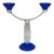 Christofle Alexandrie French Modernist Candelabra in Silverplate and Blue Glass For Sale