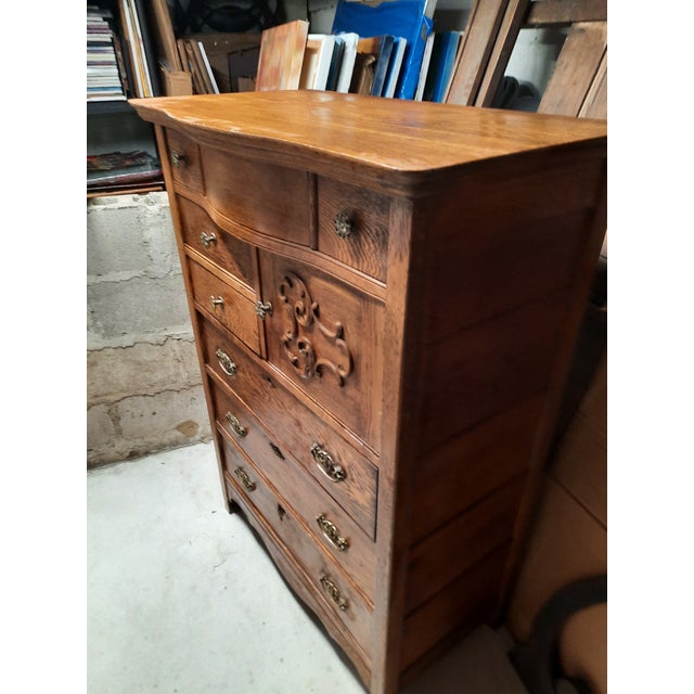 Vintage Oak Ladies Oak Bonnet Chest of Drawers For Sale - Image 9 of 9