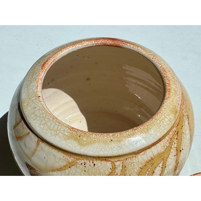 Studio Ceramic Lidded Box with Shino-Inspired Flowing Glaze in Honey, Cream and Iron Red, Germany, 1970s For Sale - Image 10 of 16