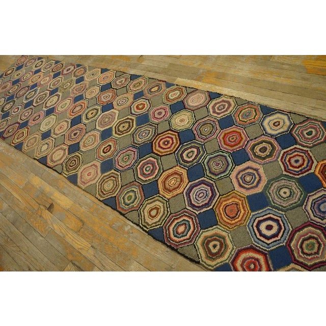 1930s Geometrical American Hooked Rug ( 2' 9'' x 17' - 84 x 518 )