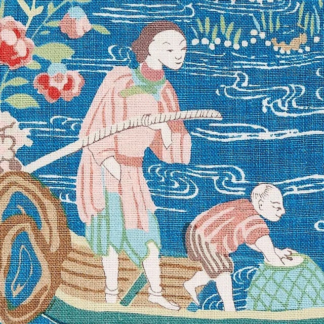 Chinoiserie Sample - Schumacher Yangtze River Fabric in Peacock For Sale - Image 3 of 4