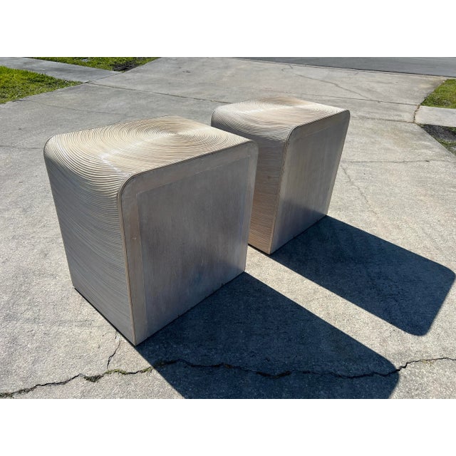 Hollywood Regency 1970s Vintage Gabriella Crespi Style Pencil Reed Nightstands – Pair For Sale - Image 3 of 12