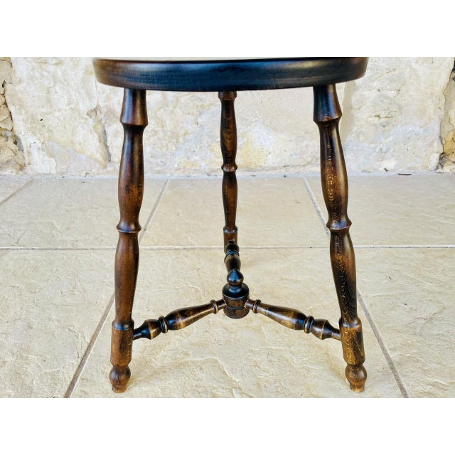 Wood Turned Walnut Tripod Stool For Sale - Image 7 of 18