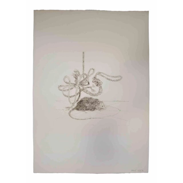 The Mouse is an original etching and aquatint realized by Leo Guida in the 1970s. Good condition. Mounted on a white...