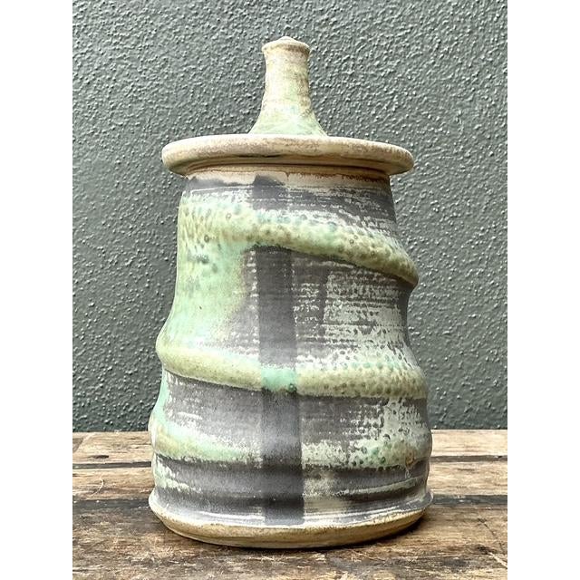 Vintage Original Studio Pottery Lidded Jar For Sale In West Palm - Image 6 of 12