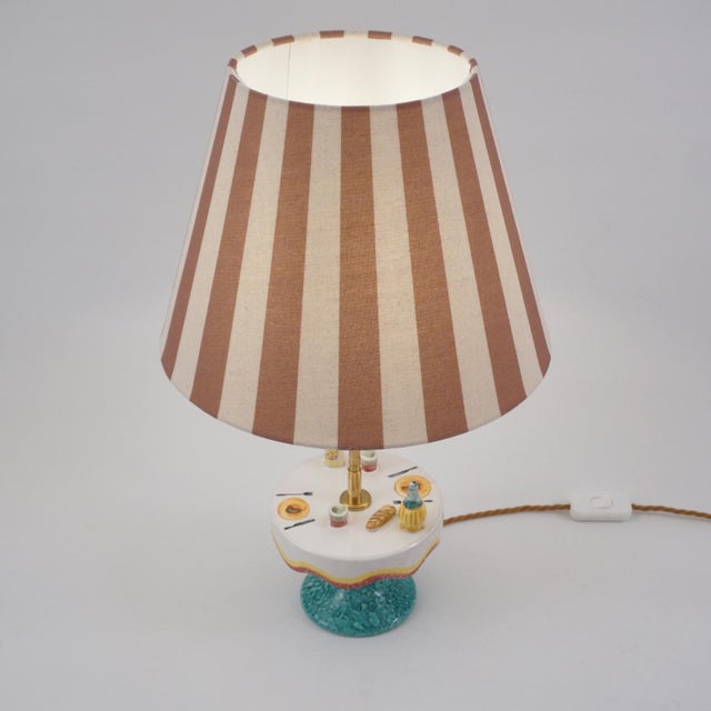 1950`s Italian Vintage Mid-Century Modern Florentine Ceramic Table Lamp by Maf (Manifattura Artistica Fiorentina) - Rewired For Sale - Image 12 of 14