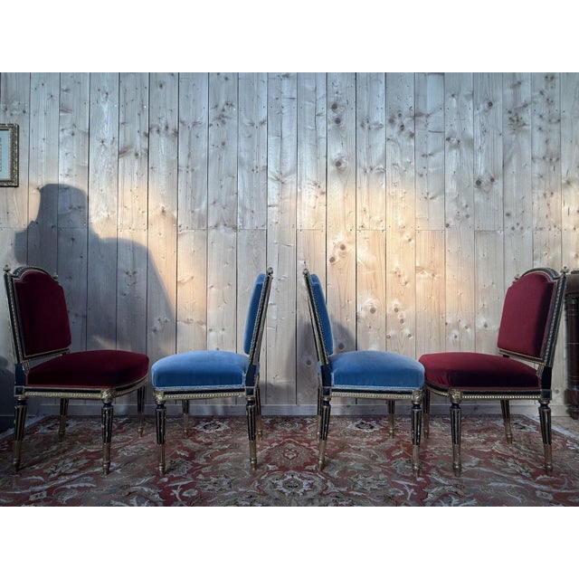 Napoleon III Black and Gilt Chairs, 1950s, Set of 4 For Sale - Image 9 of 10