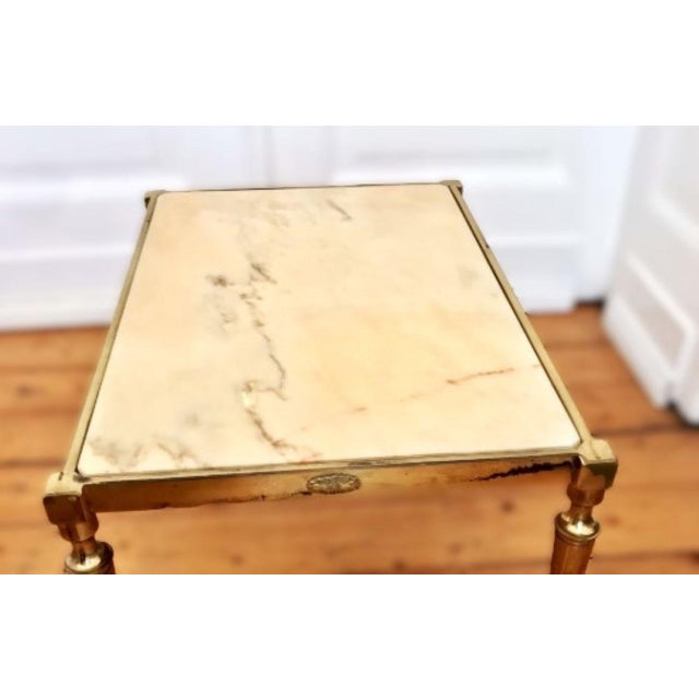 Italian Art Nouveau Style Side Table in Carrara Marble and Brass, 1970s For Sale - Image 3 of 8