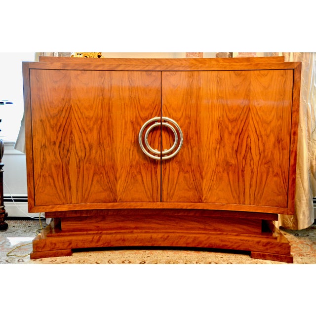 Late 20th Century Curved Cabinet Aphelion in Matched Figured Flame Olivewood For Sale - Image 5 of 6