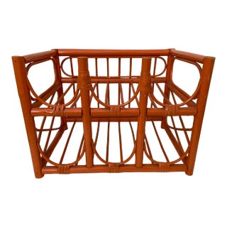 1990s Orange Bamboo Wine Rack For Sale