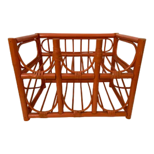 1990s Orange Bamboo Wine Rack
