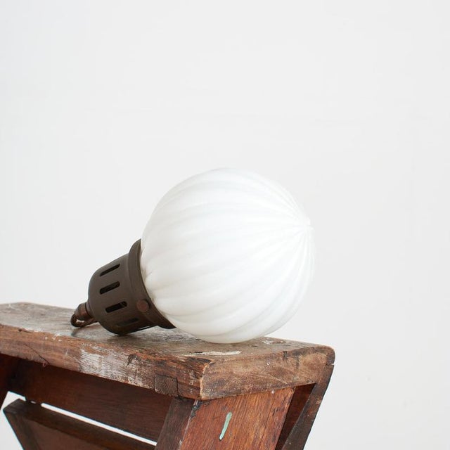 Antique Church Opaline Milk Glass Globe Pendant Light, 1940s For Sale - Image 3 of 8