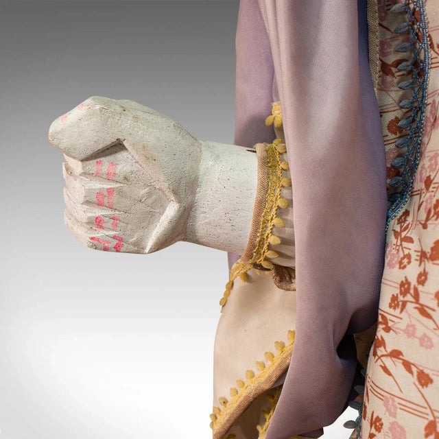 Wood 1950s Large Pair of Vintage Oriental Opera Puppets For Sale - Image 7 of 13