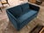 1980s Vintage 1980's Reupholstered Love Seat in Crushed Turquoise Velvet With Rounded Arms For Sale - Image 5 of 9