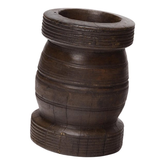 Chinese Turned Wooden Mortar, c. 1900 For Sale