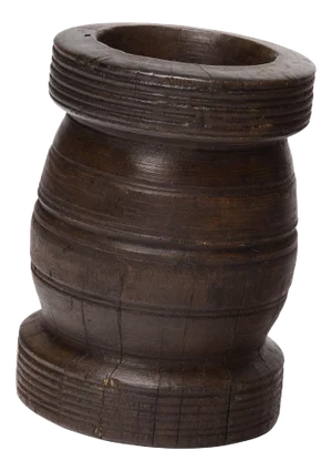 Chinese Turned Wooden Mortar, c. 1900