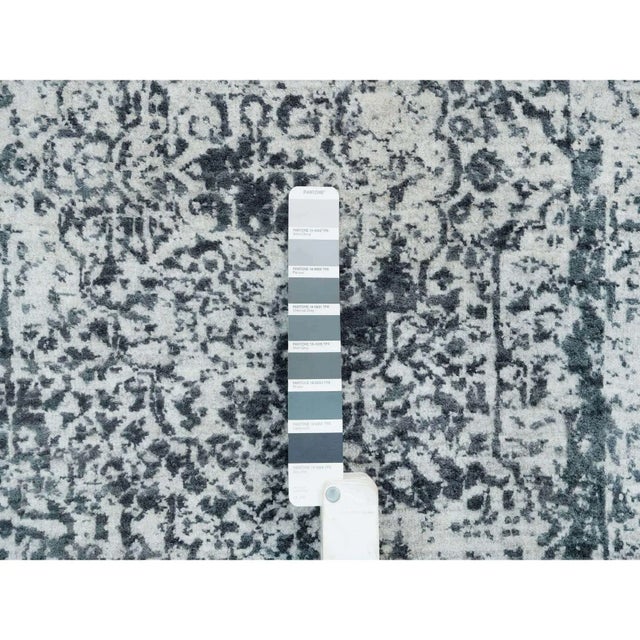 Transitional 2010s Gray, Broken Persian Design, Wool and Pure Silk Hand Knotted, XL Runner Oriental Rug For Sale - Image 3 of 9