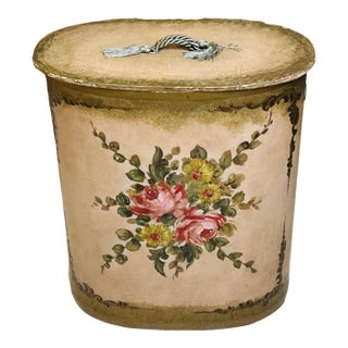 Antique Italy Paper Mache Hand Painted Rose Bouquet Hamper For Sale