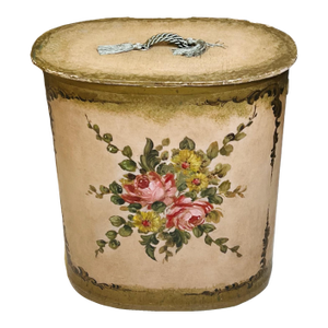 Antique Italy Paper Mache Hand Painted Rose Bouquet Hamper