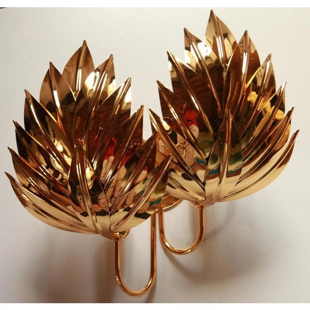 Large Gilt Brass Palm Wall Lamp from Maison Jansen, 1970s For Sale - Image 15 of 18