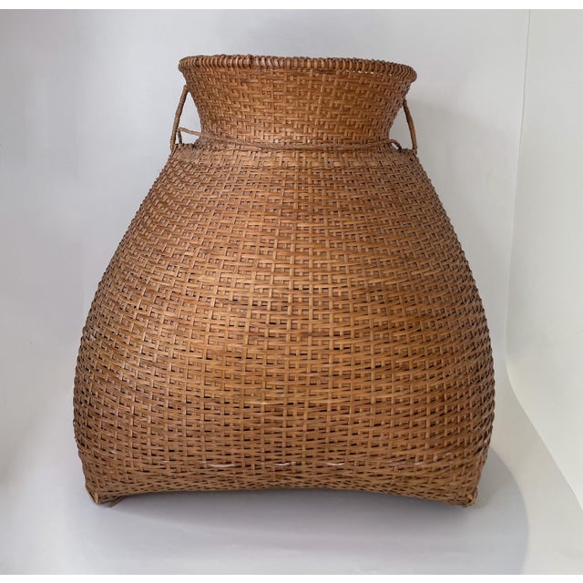 Mid 20th Century Monumental Vintage Asian Fish Trap Basket Large Handwoven Wicker Creel Sculptural Organic Modern Decor For Sale - Image 5 of 9