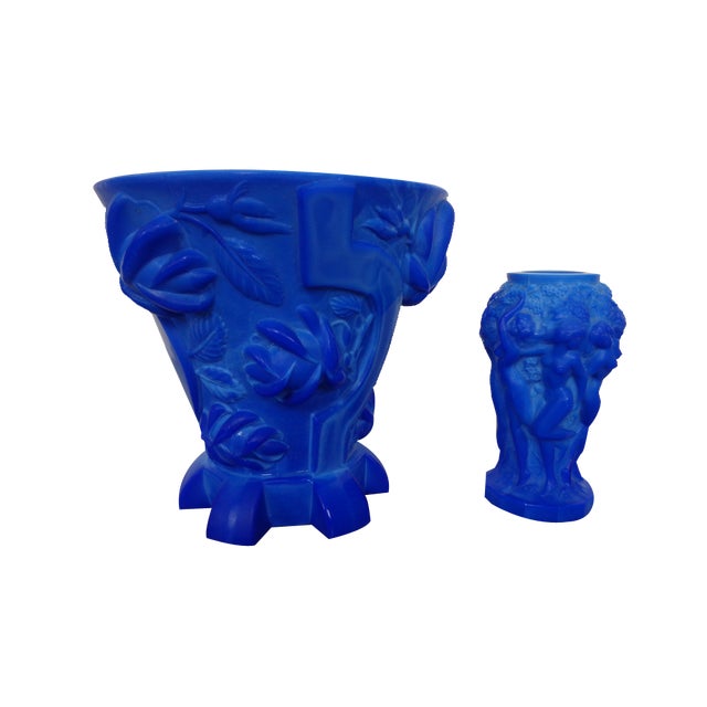 Malachite Glass Vases by Alexander Pfohl for Curt Schlevogt, 1970s, Set of 2 For Sale