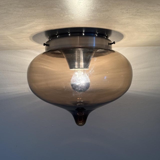Mid-Century Modern Smoked Glass Ceiling Lamp from Dijkstra Lampen, 1970s For Sale - Image 10 of 15