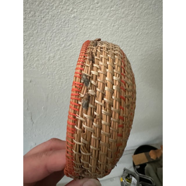 American Handwoven Pine Needle and Antler Folk Art Basket For Sale - Image 3 of 6