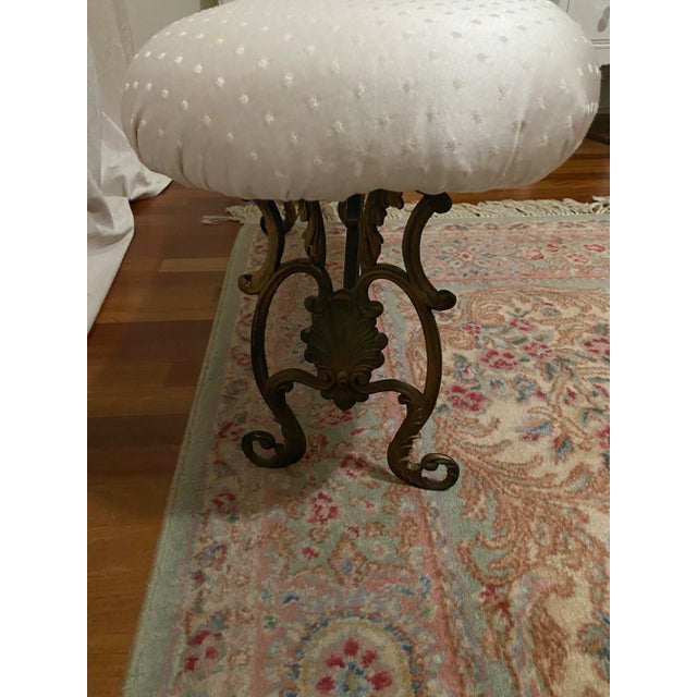 Mid 20th Century Mid-Century French Hollywood Regency Upholstered Bench For Sale - Image 5 of 8