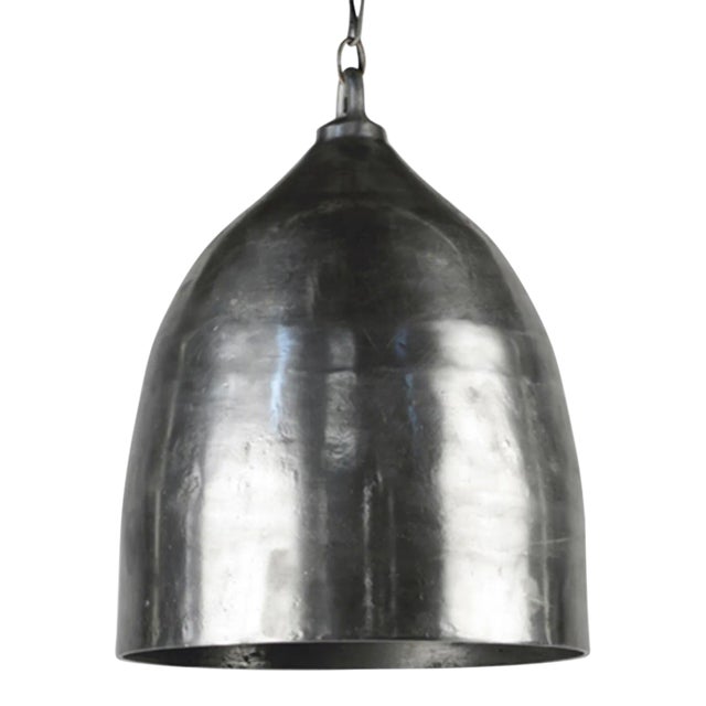 Industrial Nickel Finish Pendant Light For Sale