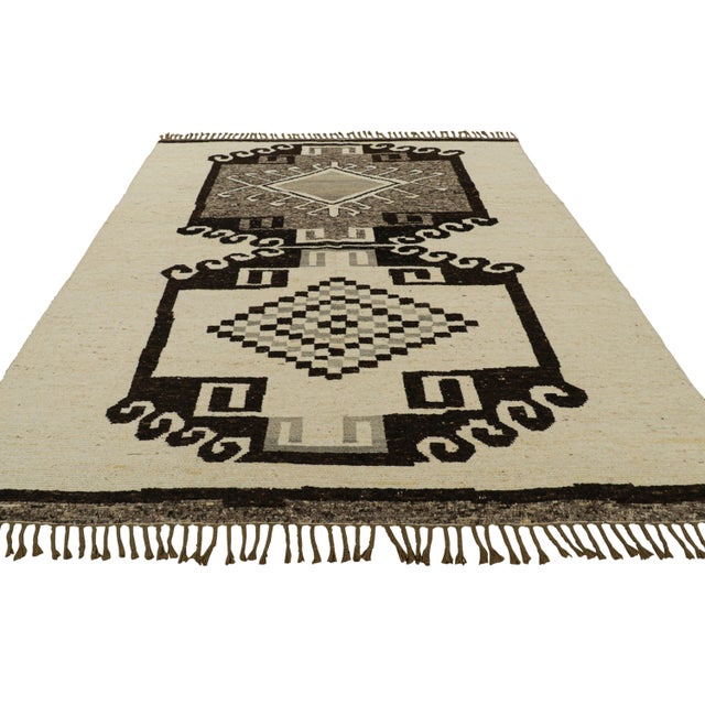 2010s Rug and Kilim’s Tribal Style Kilim in Cream and Brown With Medallions For Sale - Image 5 of 7