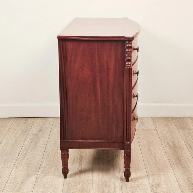 American Mahogany Sheraton Bowfront Inlaid Chest, Probably Massachusetts, Circa 1815 For Sale - Image 9 of 11