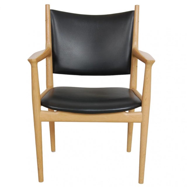 Pp-513 Armchair in Oak and Black Leather by Hans Wegner, 1990s For Sale - Image 13 of 13