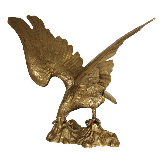 Large Vintage Brass Eagle Statue For Sale
