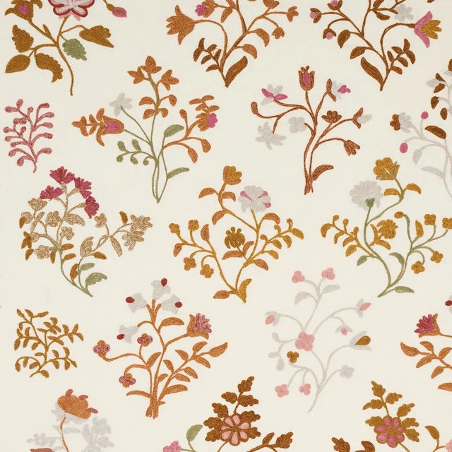 Sample - Schumacher Raleigh Embroidery Fabric in Autumn For Sale