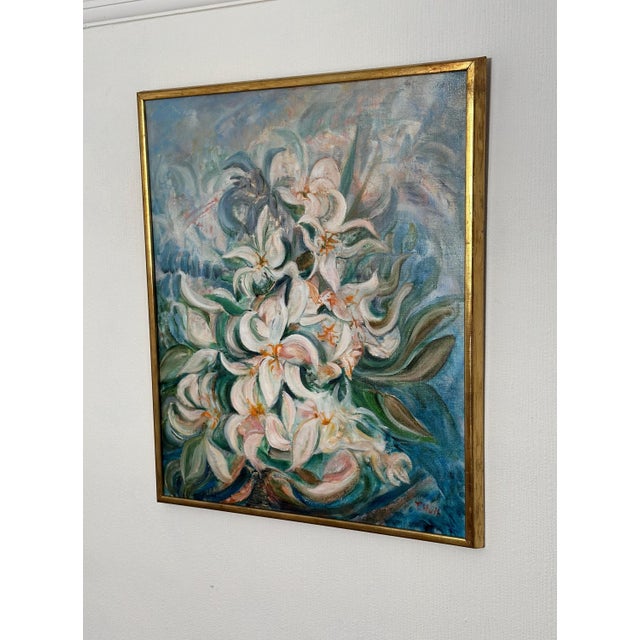 Torsten Hult, White Lilies, 1960s, Oil on Canvas, Framed For Sale - Image 9 of 18