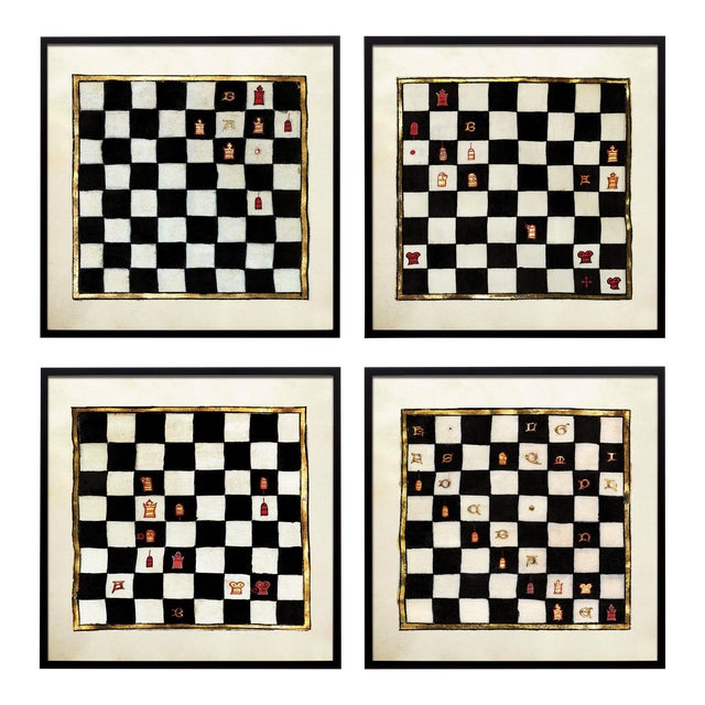 Reproduction Antique French Chess Art Prints - Set of 4, Unframed For Sale
