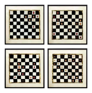 Reproduction Antique French Chess Art Prints - Set of 4, Unframed