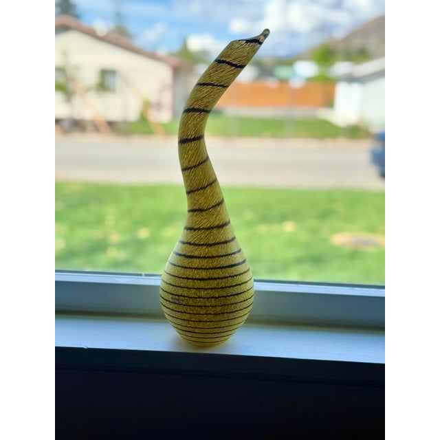 Kosta Boda “Don Juan” Vase by Ulrica Hydman-Vallien Yellow Black Art Glass For Sale In Salt Lake City - Image 6 of 6