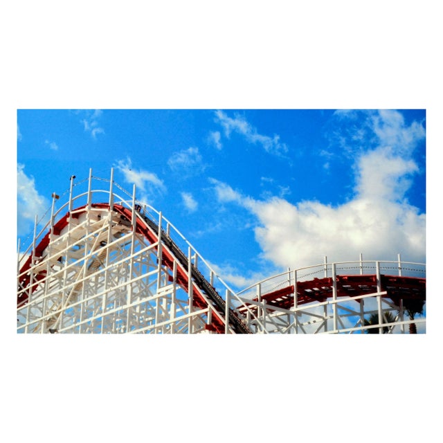 Realism "Roller Coaster With Palms 1" - Santa Cruz Beach Boardwalk Color Photograph by Deborah Eddy For Sale - Image 3 of 6