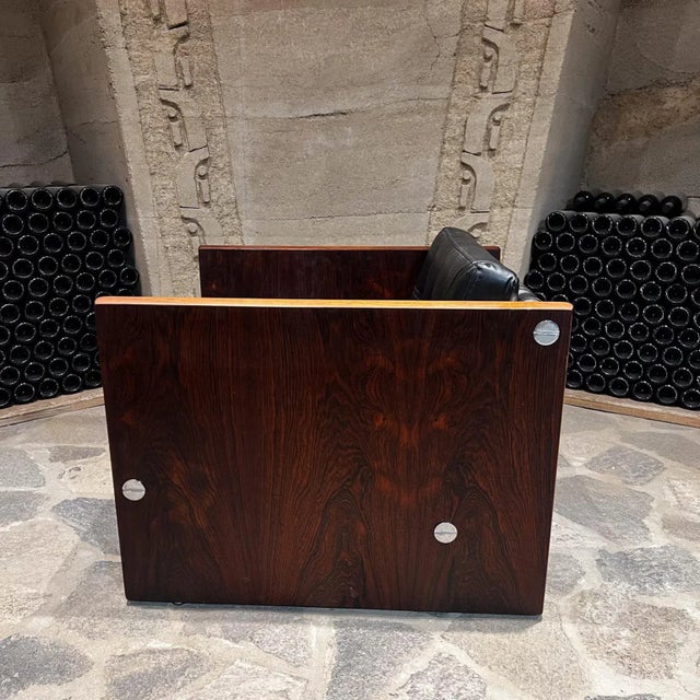 1960s Modern Rosewood Leather Club Chair Brazilian Style of Sergio Rodrigues For Sale - Image 9 of 12