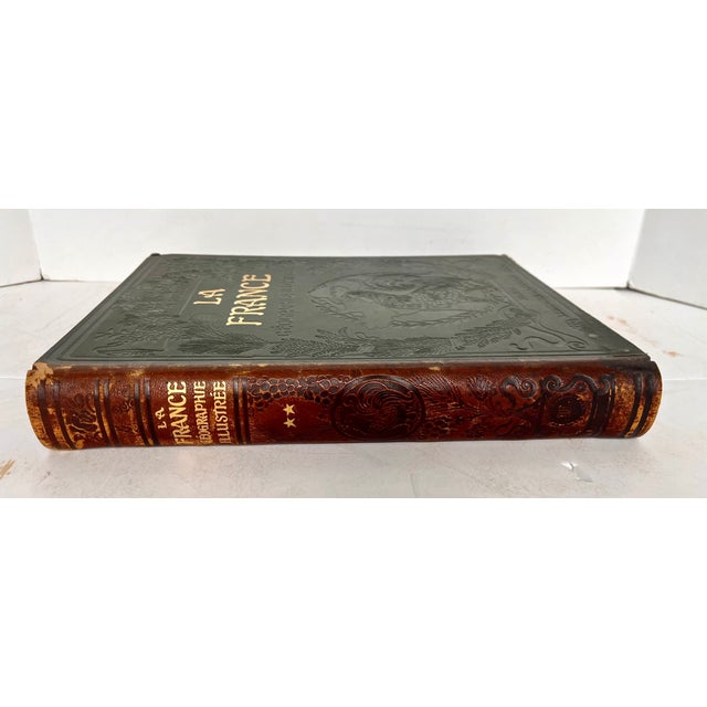 French Antique French Illustrated Leather Bound Geography Book For Sale - Image 3 of 16