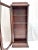 An antique oak tabletop curio cabinet with a glass door, removable glass shelves, and a tall narrow profile for displaying...