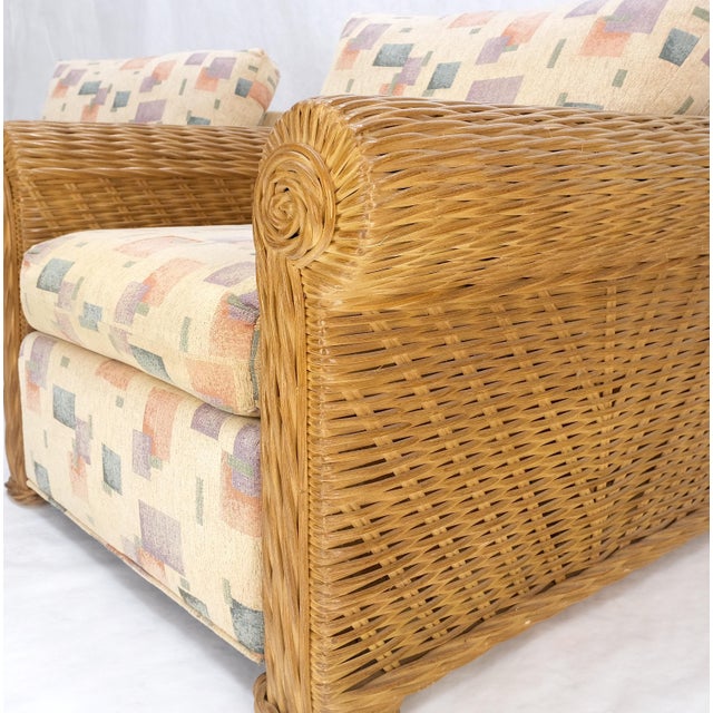 Pair Decorative c1970s Oversize Rttan Bamboo Wicker Club Lounge Chairs Mint! For Sale - Image 18 of 18