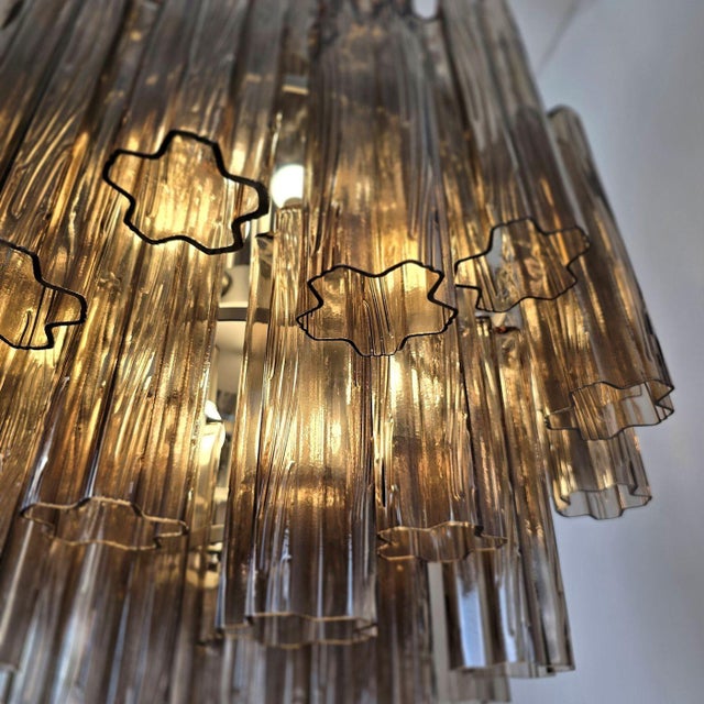 1990s Large Brown Tronchi Murano Glass, Mid Century Chandelier For Sale In Dallas - Image 6 of 15