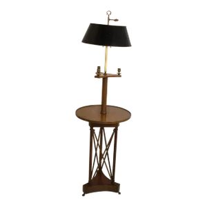 Mid 20th Century Regency Louis XVI Architectural Gilt Bronze Tole Bouillotte Floor Lamp France