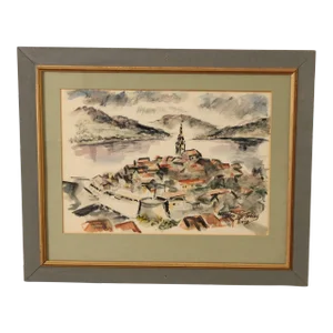 Morton B. Tobias Framed Impressionist Watercolor Painting, 1973