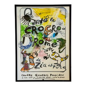 1977 Exhibition Poster “Le Crocrodrome De Zig Et Puce” at Centre Pompidou, Framed