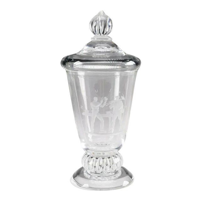 Circa 1943 Steuben Art Glass Industry Covered Jar-Signed, Designed by Thompson & Waugh- a Large Steu For Sale
