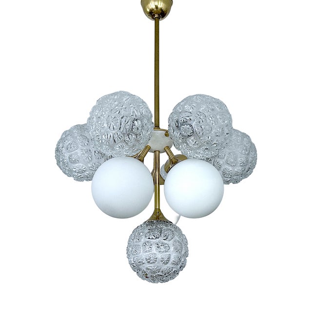 Large Italian Space Age Pendant Light in Glass, 1960s For Sale